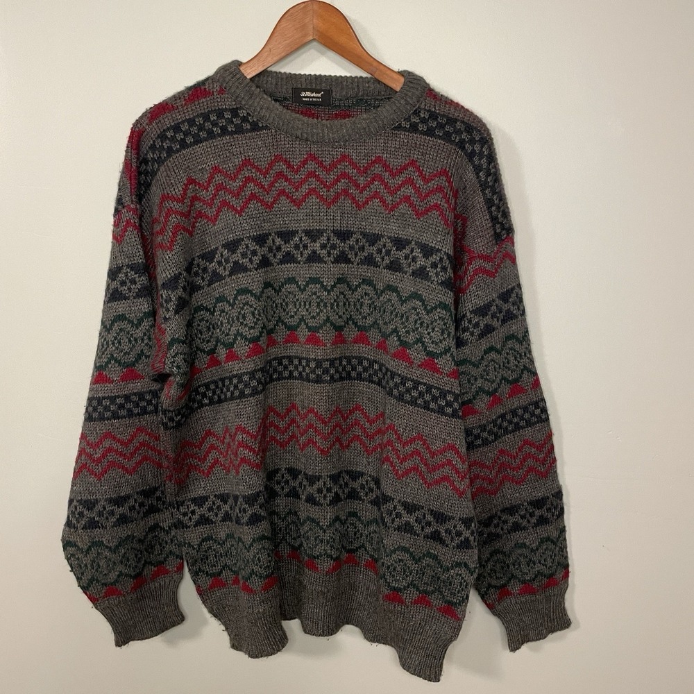 Vtg M&S St Michael Jumper Size XL‎ Fair Isle Nordic Grandad Style UK